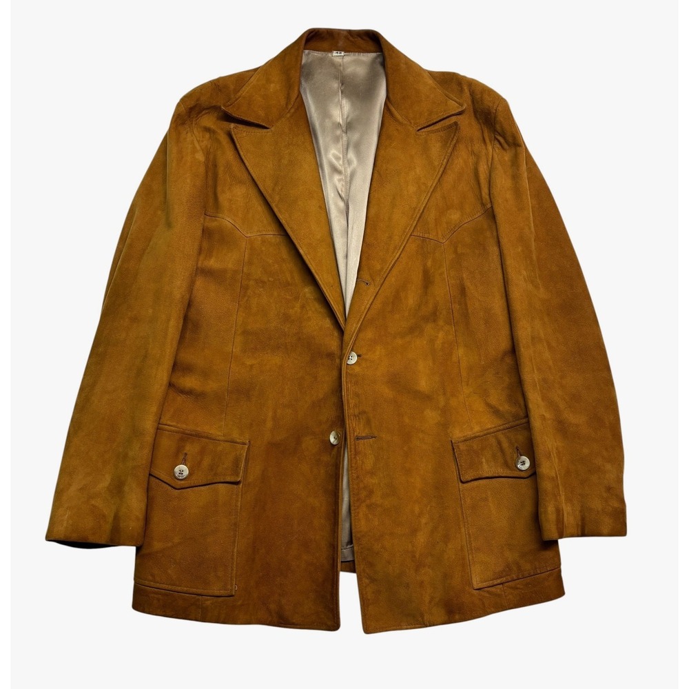 vtg 70s Scully USA XL 48 Leather Suede Western Blazer Jacket Action Back Nubuck